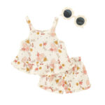 Girls Summer Floral Tank Top Shorts Set - Image 2