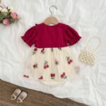 Baby Cherry Print Dress With Bow - Image 2