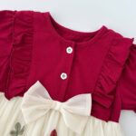 Baby Cherry Print Dress With Bow - Image 3