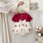 Baby Cherry Print Dress With Bow - Image 6