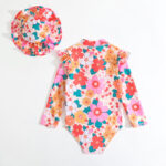 Girls Floral Long Sleeve Swimsuit Set - Image 3