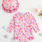 Girls Swimsuit and Hat Set