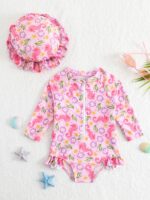 Girls Swimsuit and Hat Set