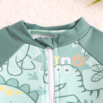 Kids Dinosaur Print Swimsuit and Hat Set - Image 2
