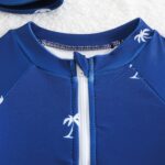 Baby Blue Palm Tree Swimsuit and Hat Set - Image 2