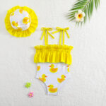 Toddler Yellow Duck Swimsuit With Hat