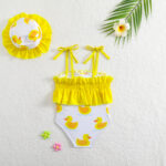 Toddler Yellow Duck Swimsuit With Hat - Image 3