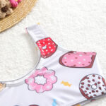 Girls Donut Print Swimsuit and Cover Up Set - Image 3