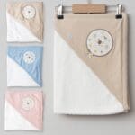Hooded Baby Towel With Bear Embroidery