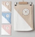Hooded Baby Towel With Bear Embroidery