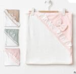Baby Hooded Towel With Lace and Bow