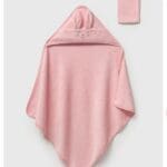 Pink Hooded Baby Towel With Washcloth