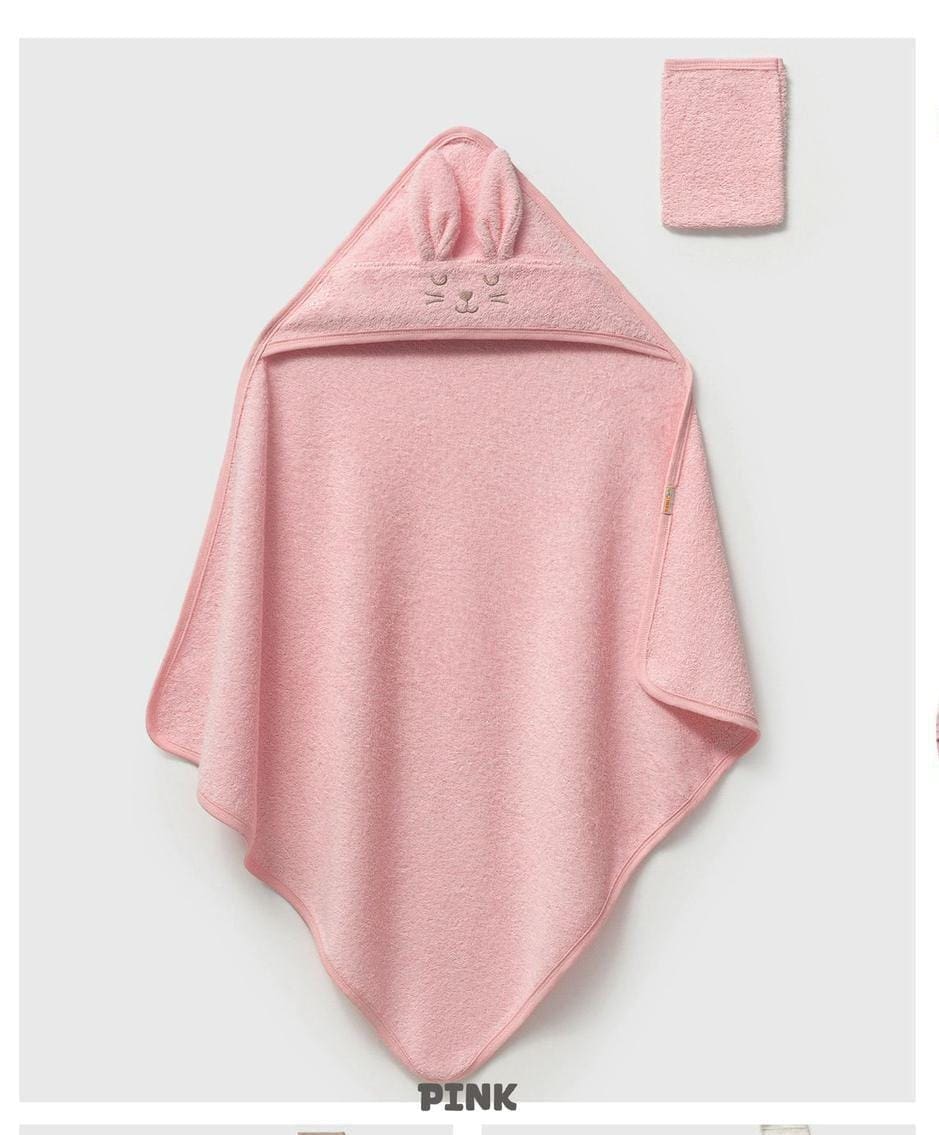 WhatsApp Image 2026-08-29 at 5.07.51 PM Pink Hooded Baby Towel With Washcloth - Image 1
