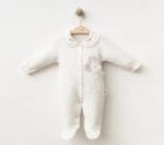 White Baby Romper with Floral Embroidery