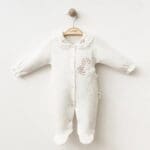 White Baby Romper with Floral Embroidery