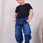 Boys Black T-Shirt and Blue Jeans