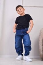 Boys Black T-Shirt and Blue Jeans