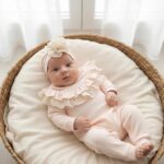 Pink Baby Romper With Lace Ruffle and Headband