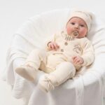 Cream Baby Outfit Set With Hat