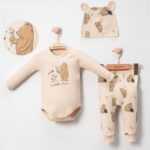 Baby Bear Print Three Piece Outfit Set