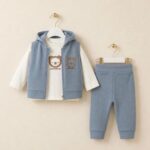 Baby Bear Hoodie Vest and Pants Set