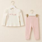 Baby Girls Floral Ribbed Top and Pants Set