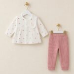 Baby Polka Dot Top and Pink Pants Set