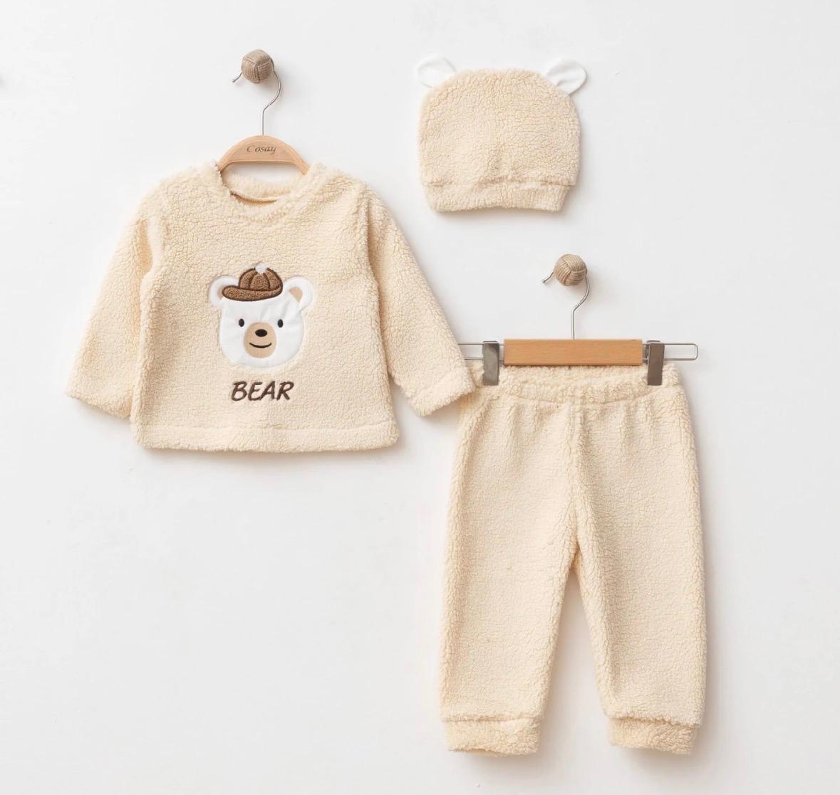 WhatsApp Image 2026-09-11 at 4.40.44 PM (3) Infant Bear Fleece Pajama Set With Hat - Image 1