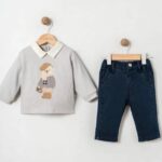 Baby Bear Embroidered Top and Pants Set