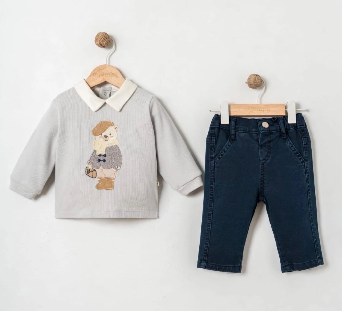 WhatsApp Image 2026-09-11 at 4.40.45 PM (1) Baby Bear Embroidered Top and Pants Set - Image 1