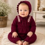 burgendy baby set